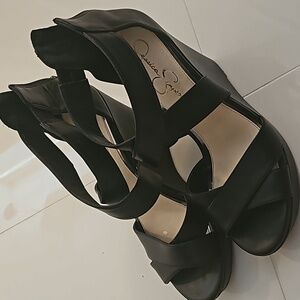 Jessica Simpson Black Strapy Wedges Size 10